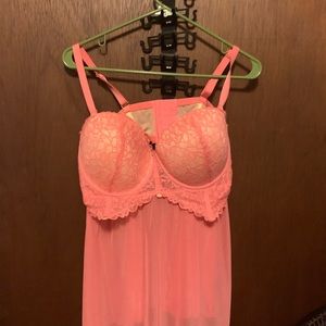 Pink teddy with underwire